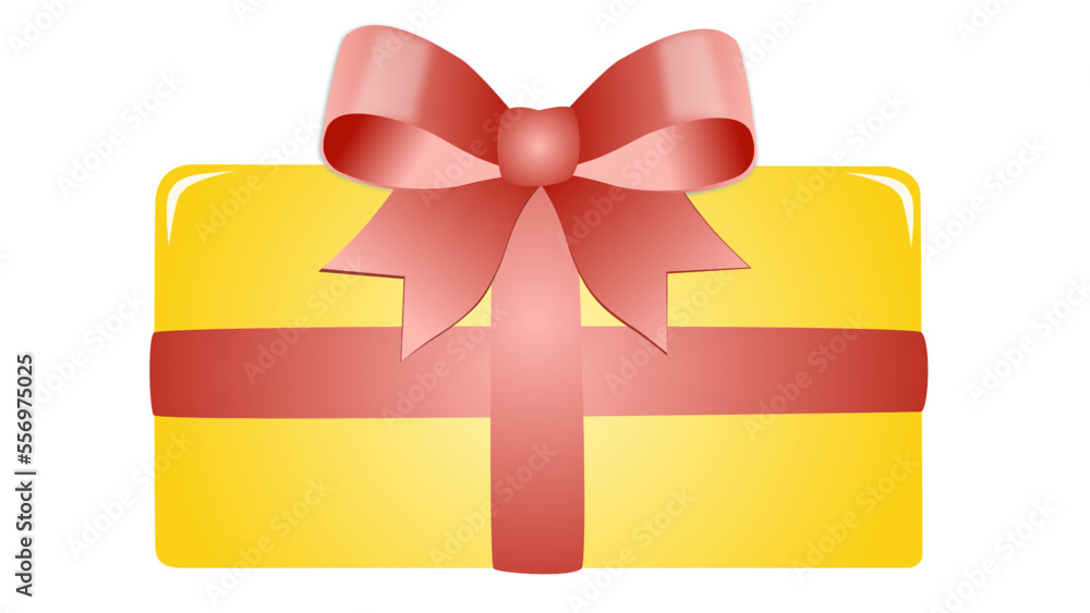 yellow gift box with red bow and ribbon yellow gift box with red bow and ribbon