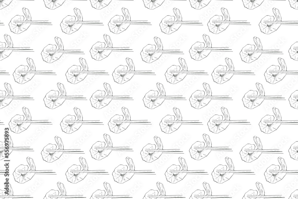 Seafood seamless pattern with shrimps, fish salmon and shrimp. Hand drawing illustration, white background