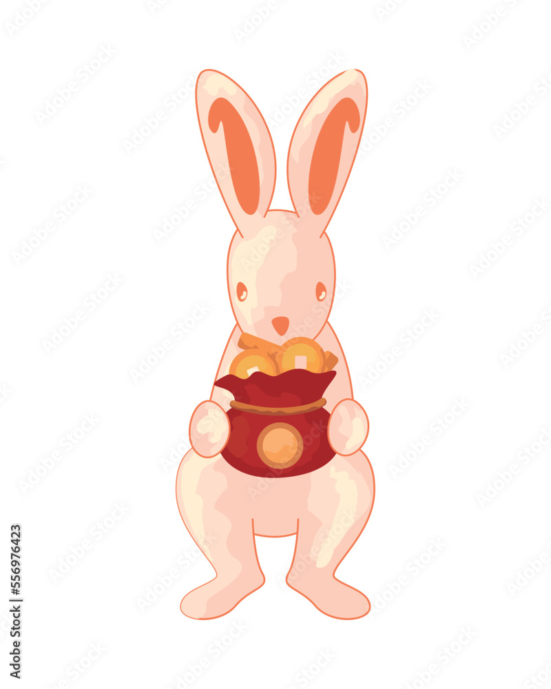 Obraz premium flat rabbit with coins