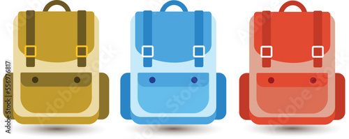 Vector Colorful School Backpack. Backpacks for school children, students, travelers and tourists. vectors can be used to add to the composition of back to school designs! with soft pastel colors makin