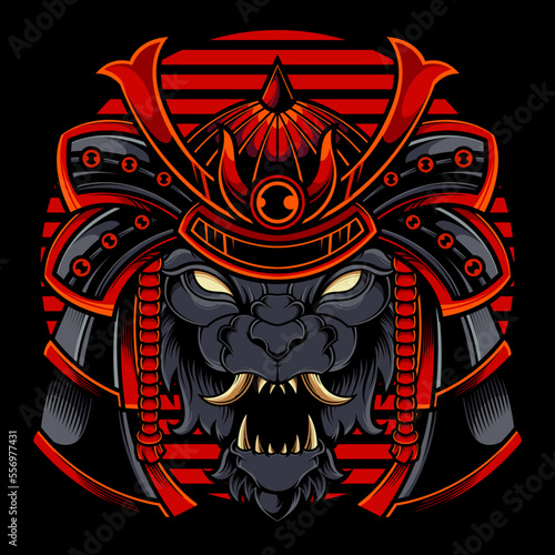 JAPANESE SAMURAI WOLF RONIN LOGO ILLUSTRATION
