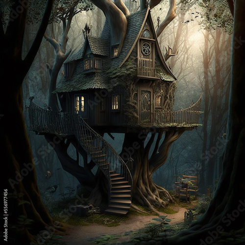  Tree house on the background of nature