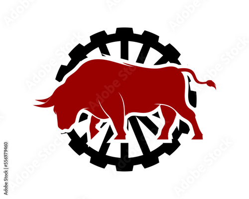 cart wheel with bull inside