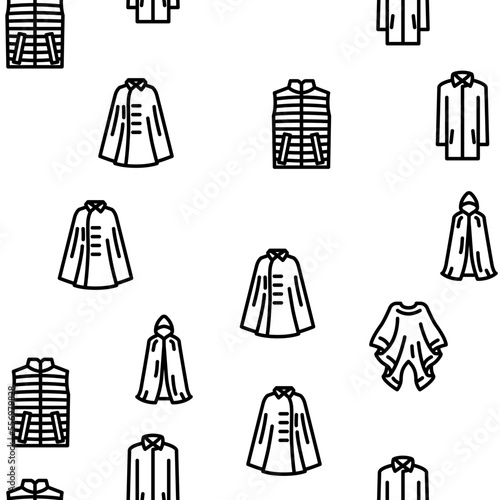 outerwear female clothes girl vector seamless pattern thin line illustration