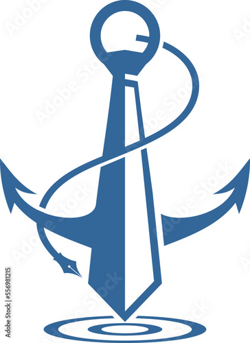 Anchor with necktie and pen