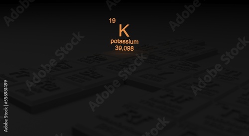 Periodic table element, potate K, (3d illustration) photo