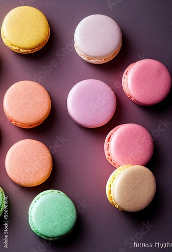 Colorful Pastel French Macaroons (Generative AI)
