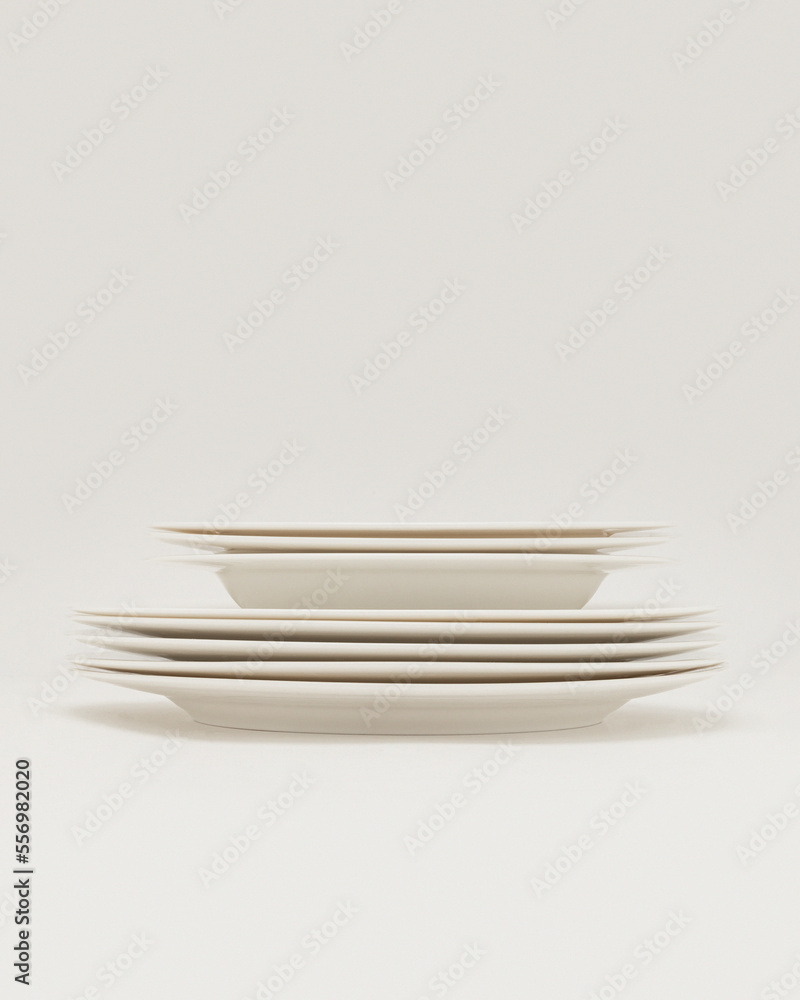 kitchen plates side view on a white background kitchen plates side view on a white background