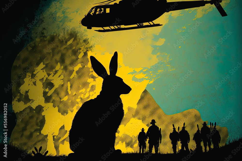 Background with silhouettes of Ukrainian military personnel on a toy ...