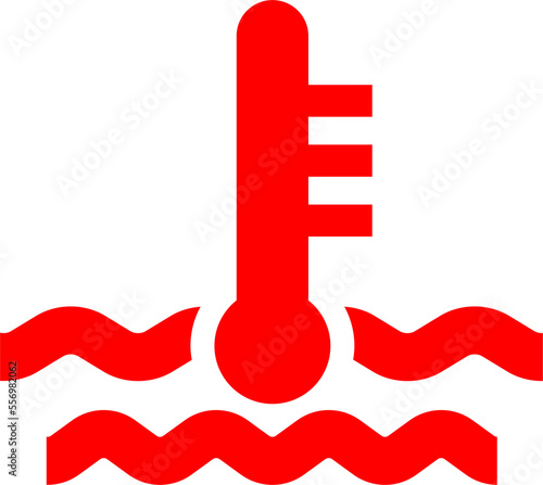 This dash warning light looks kind of like a boat sitting on water. It actually represents a thermometer-which means your car is getting too hot. Possible causes could include a coolant leak photo