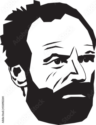 General William Tecumseh Sherman, Stylized Black and White Vector Illustration