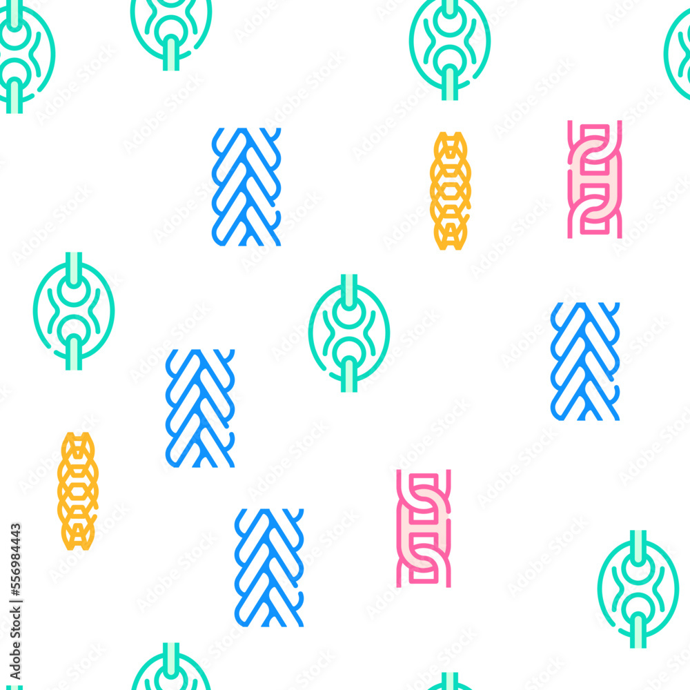 Obraz premium chain metal link vector seamless pattern thin line illustration