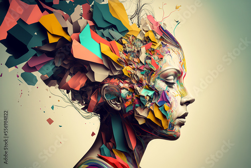 Fotografie, Obraz Illustration concept of a creative mind. Generative AI.