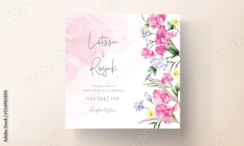 hand drawn watercolor floral wedding invitation card