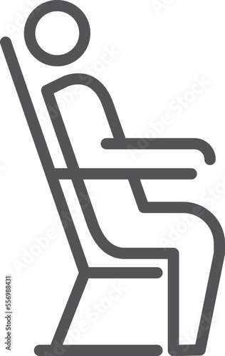 Passenger linear icon. Person sitting in transport chair
