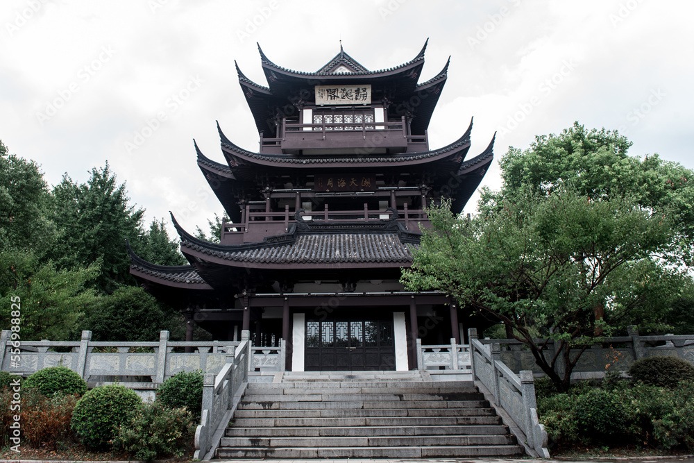 Temple in Zhejiang Jiaxing South Lake Scenic Park show Park Temple in Zhejiang Jiaxing South Lake Scenic Park show Park
