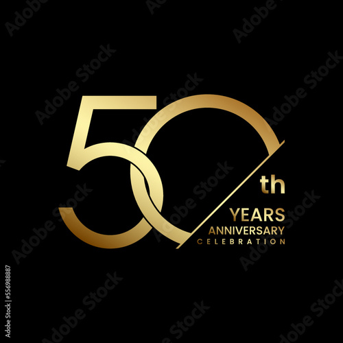 50th Anniversary. Anniversary logo design with golden text. Logo Vector Illustration photo