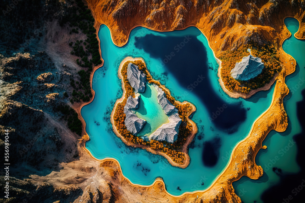 The Beautiful Albanian Lakes view from above. Generative AI