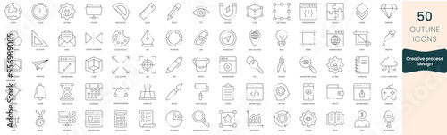 Set of creative process design icons. Thin outline icons pack. Vector illustration
