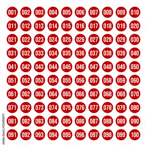 simple icon of number 1 to 100 in circle
