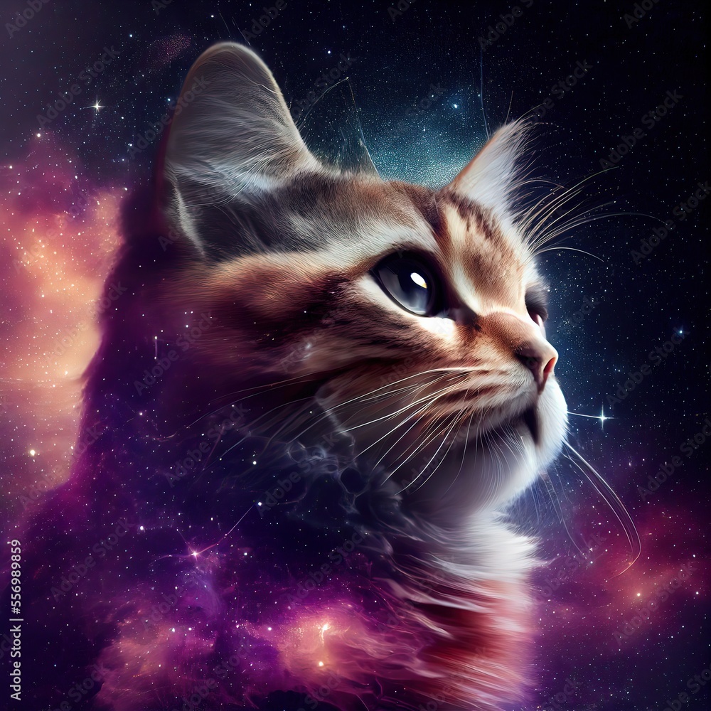 Beautiful cat in outer space. Elements of this image furnished by ...