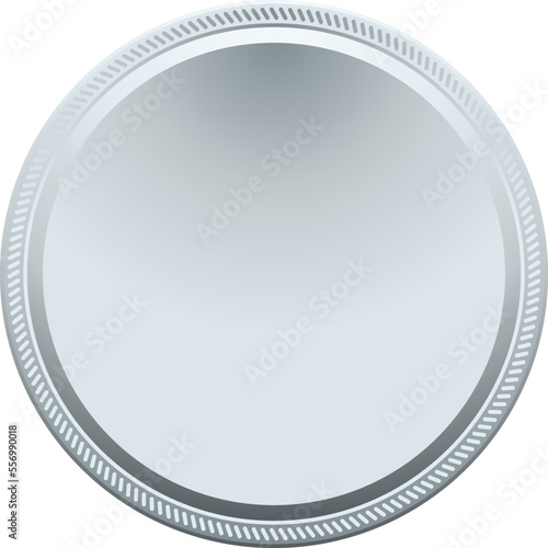 Silver round badge. Blank award medal mockup