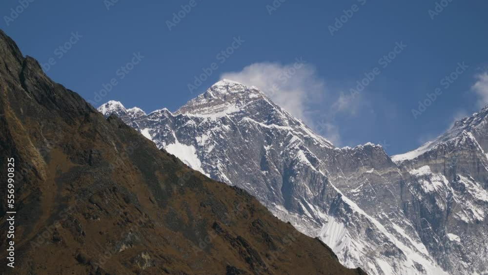 Timelapse - Khumbu valley mountains landscape at the Everest Base Camp trek in the Himalaya, Nepal. Himalaya landscape and mountain views. Timelapse - Khumbu valley mountains landscape at the Everest Base Camp trek in the Himalaya, Nepal. Himalaya landscape and mountain views.