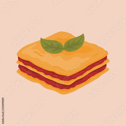 Close-up illustration of a lasagna snack