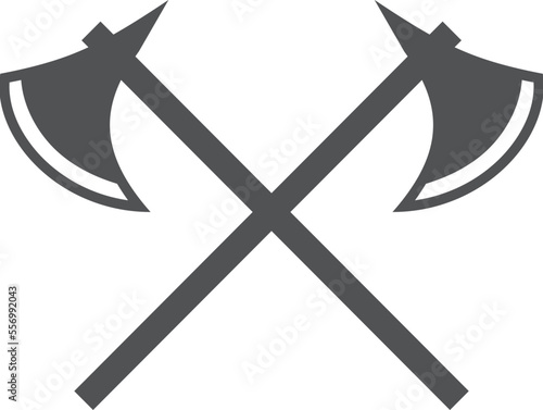 Crossed axes. Vintage weapon logo. Steel hatchet