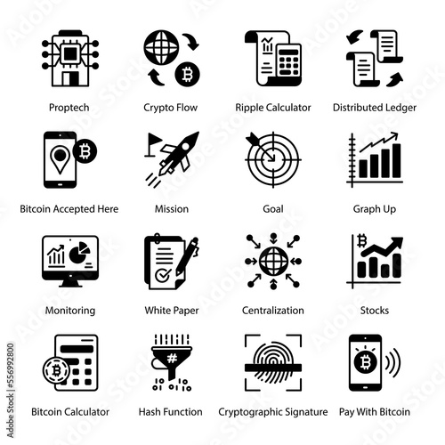Pricing, Affiliate Marketing, Promotion, Conversion, Focus Group, Training, Launch, Partners, Solution, Brainwave, Mobile Marketing, Result,  Glyph Icons - Solid, Vectors