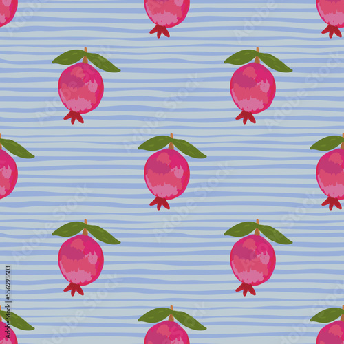Hand drawn pomegranate fruit seamless pattern. Botanical fruits wallpaper.
