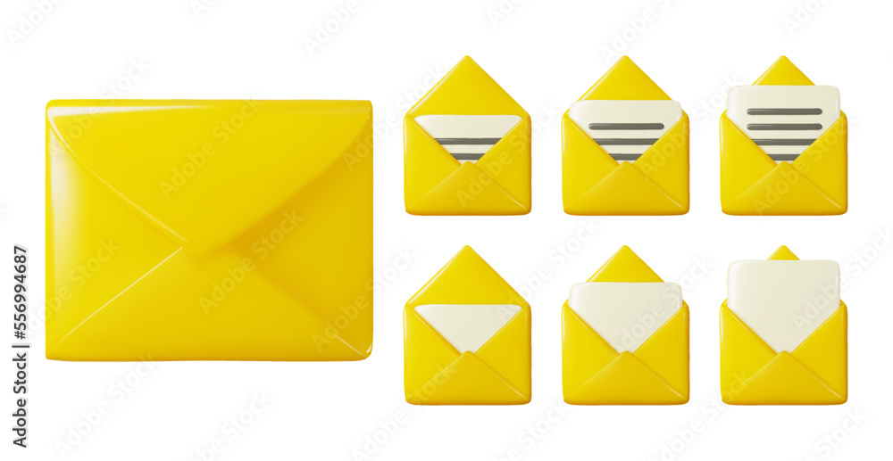 3d open and closed mail envelope with letter, postcard. Realistic notifications sign, news subscription, unread email. Outgoing or incoming message in a chat, social network, application. 3d open and closed mail envelope with letter, postcard. Realistic notifications sign, news subscription, unread email. Outgoing or incoming message in a chat, social network, application.