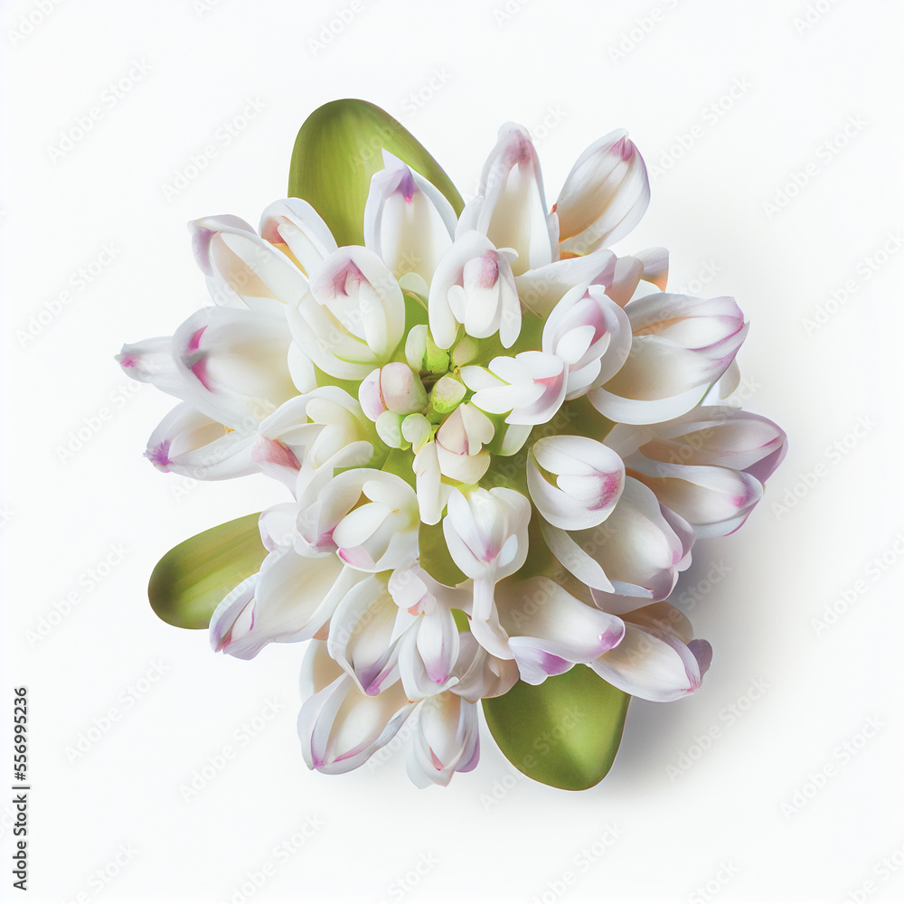 Top view a Hyacinth flower isolated on a white background, suitable for use on Valentine's Day cards Top view a Hyacinth flower isolated on a white background, suitable for use on Valentine's Day cards