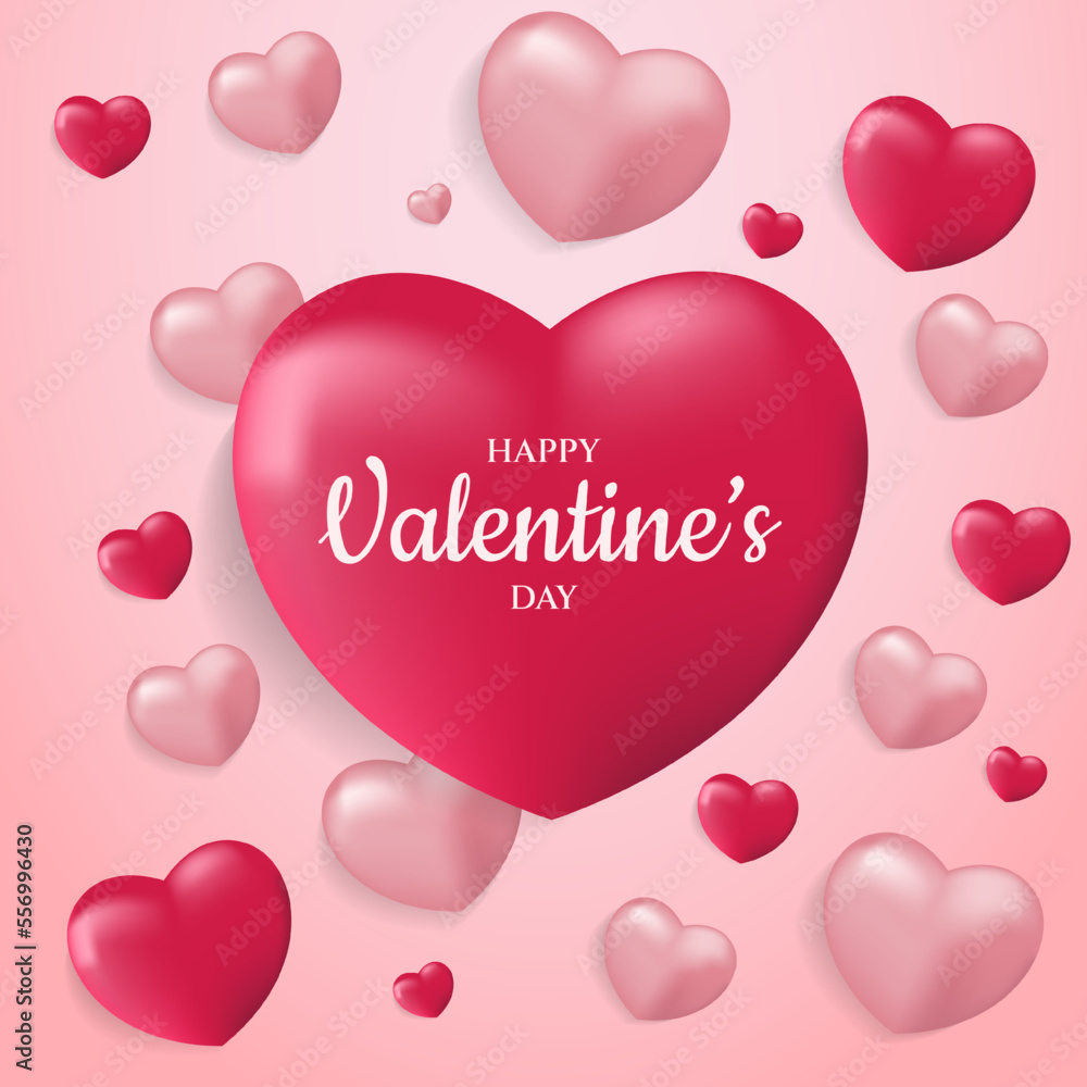 Abstract Valentine's day background with heart balloons. Vector illustration