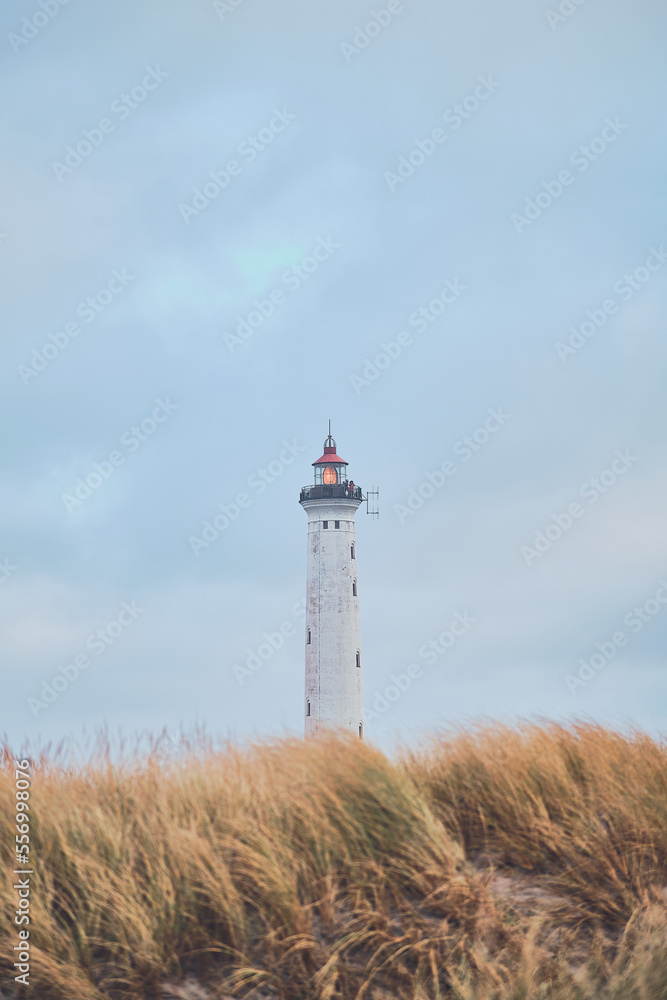 Lighthouse Lyngvig Fyr at danish west coast. High quality photo