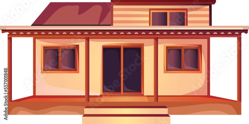 Home facade with doors and windows , Cartoon vector illustration.