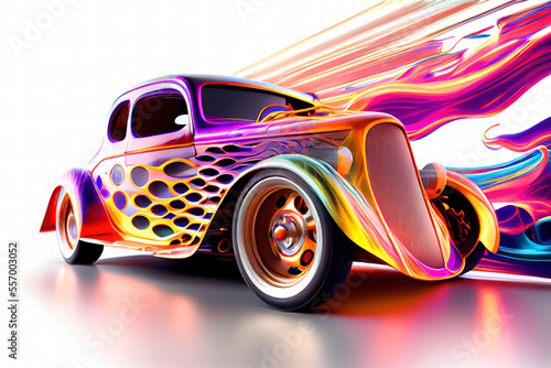 Colourful Surreal Custom Hot Rod Generative AI Illustration