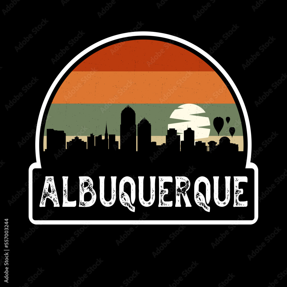 Albuquerque New Mexico Usa Skyline Silhouette Retro Vintage Sunset Albuquerque Lover Travel 4362