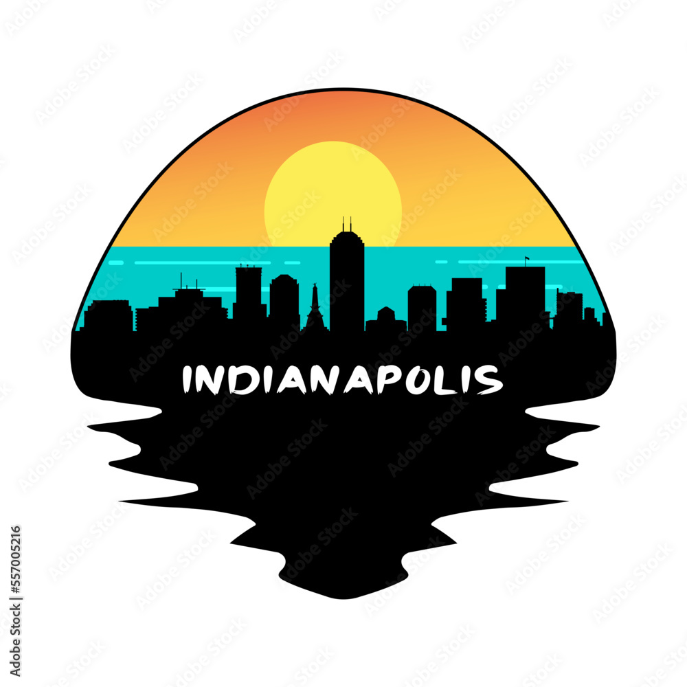 Indianapolis Indiana USA Skyline Silhouette Retro Vintage Sunset Indianapolis Lover Travel Souvenir Sticker Vector Illustration SVG EPS