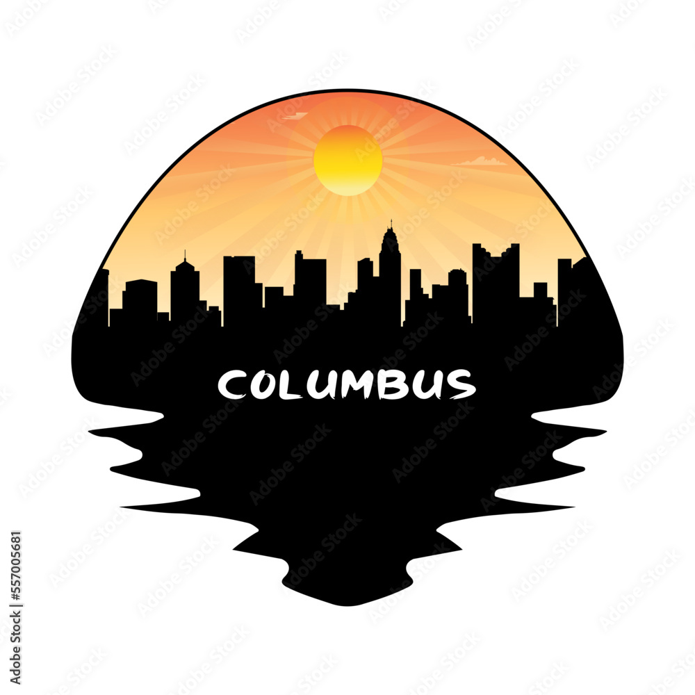 Columbus Ohio USA Skyline Silhouette Retro Vintage Sunset Columbus Lover Travel Souvenir Sticker Vector Illustration SVG EPS