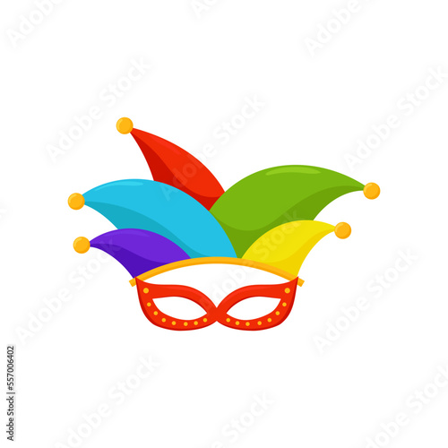 Harlequin clown mask with rainbow caps template