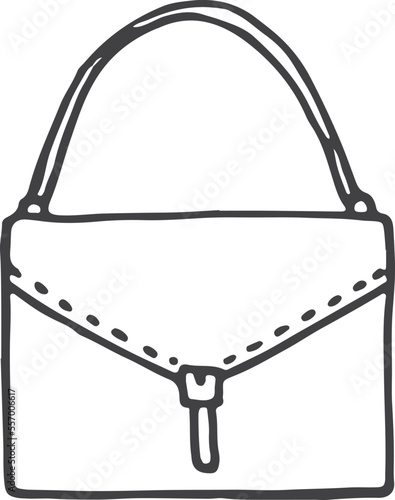 Handbag icon. Female leather bag doodle drawing