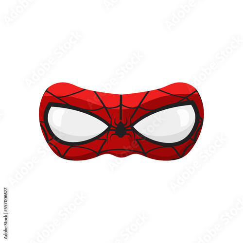 Red superhero mask goggles in web