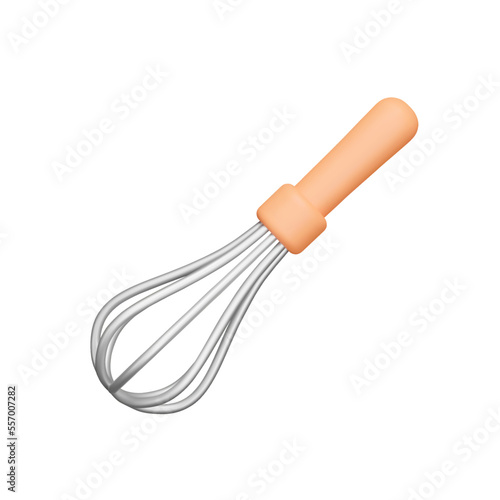 Whisk 3d icon. Cooking utensils. Isolated object on transparent background