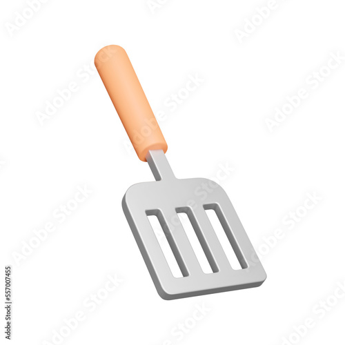 cooking spatula 3d icon. Cooking utensils for cooking. Isolated object on transparent background