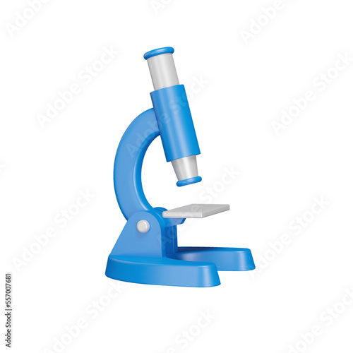 Microscope 3d icon. Magnifier. Isolated object on transparent background