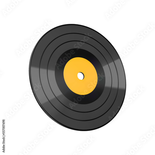 Vinyl record 3d icon. disc with printed soundtrack. Isolated object on transparent background