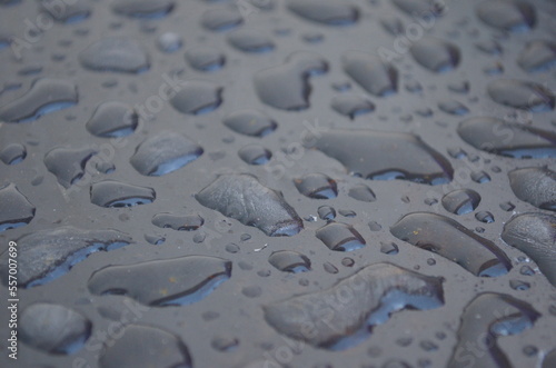 Close up of water drops on blue background