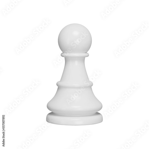 Pawn 3d object. Chess piece. White color. Isolated on transparent background
