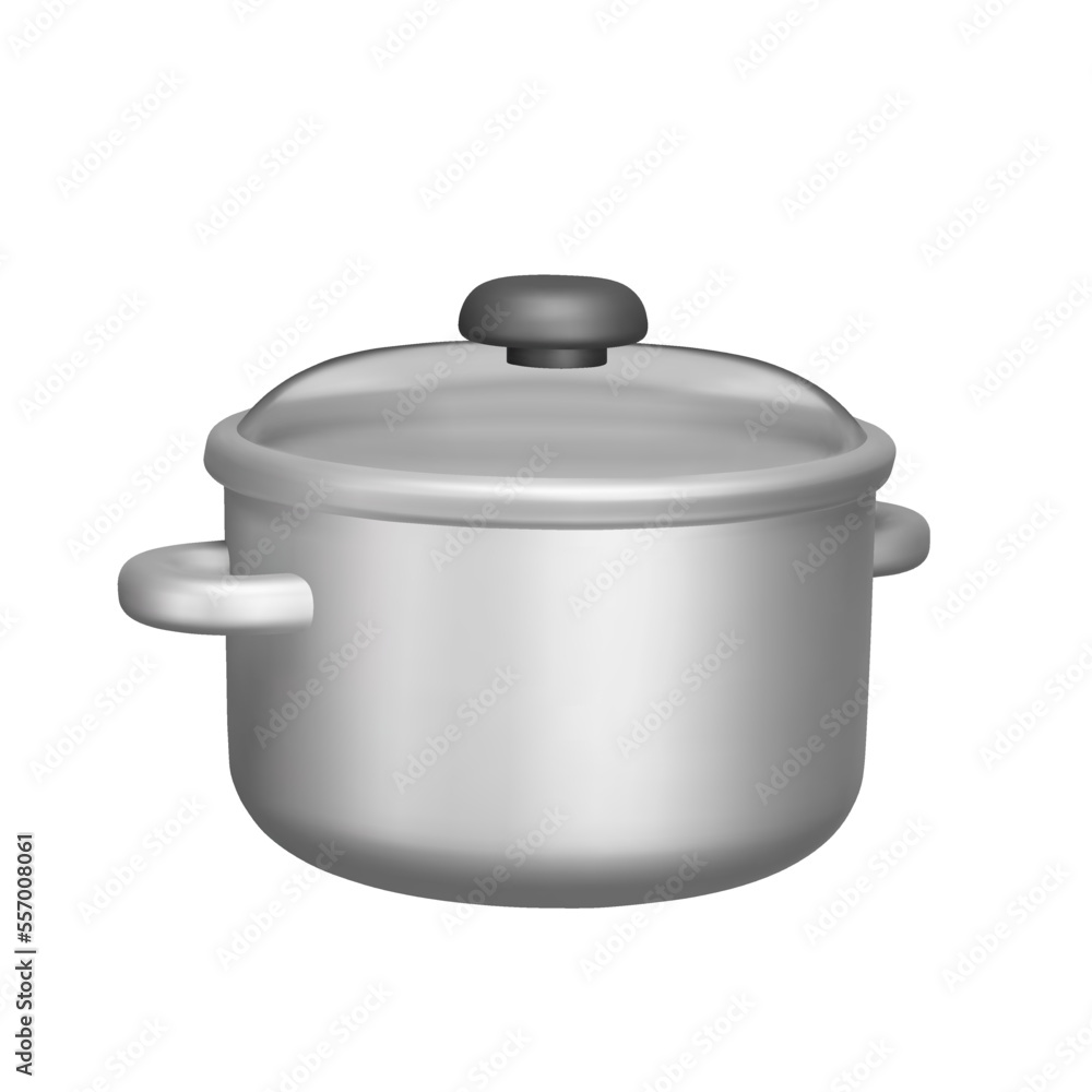 Stock pot 3d icon. cooking utensils. Isolated object on transparent background Stock pot 3d icon. cooking utensils. Isolated object on transparent background
